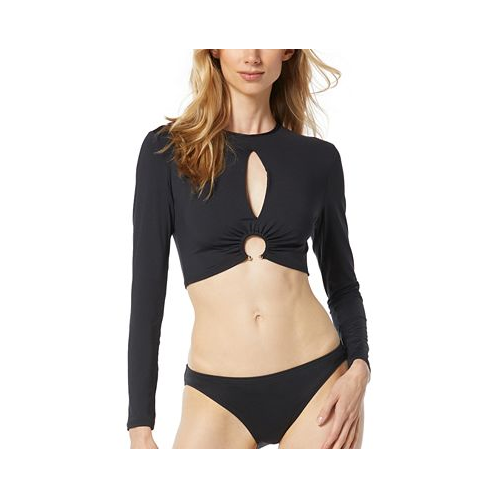 Michael Kors Womens Cropped Long-Sleeve Swim Top