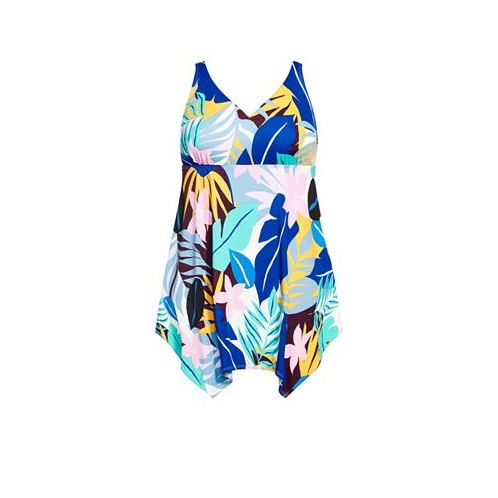 AVENUE Plus Size Sharkbite Print Swim Dress
