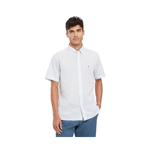 Tommy Hilfiger Mens Textured Short Sleeve Button-Down Shirt