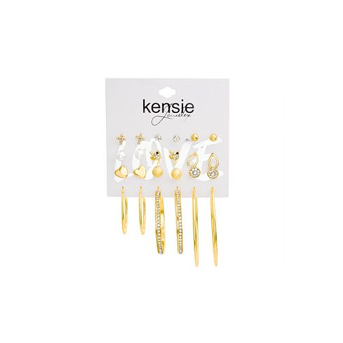 Kensie Gold-Tone 12 Piece Multi Charm Earring Set