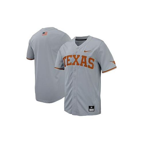 Nike Mens Gray Texas Longhorns Replica Full-Button Baseball Jersey