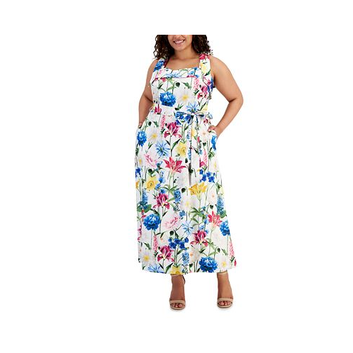 Anne Klein Plus Size Floral Square-Neck Maxi Dress