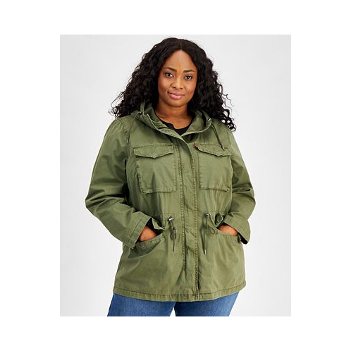 Levis Plus Size Cotton Hooded Military Zip-Front Jacket