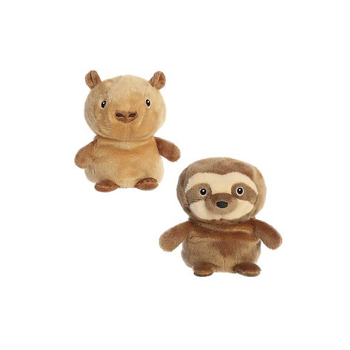 Aurora Small Reversible Eco Pairs: Capybara and Sloth Eco Nation Eco-Friendly Plush Toy Brown 6.6