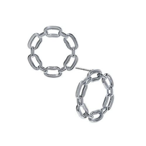 On 34th Small Chain Link Front-Facing Hoop Earrings 0.88
