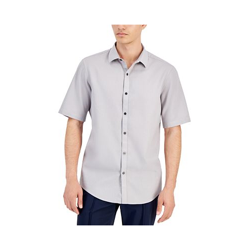 Alfani Mens Short-Sleeve Solid Textured Shirt