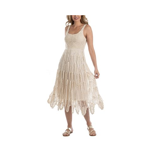 Dotti Womens Cotton Crochet Sleeveless Cover-Up Dress