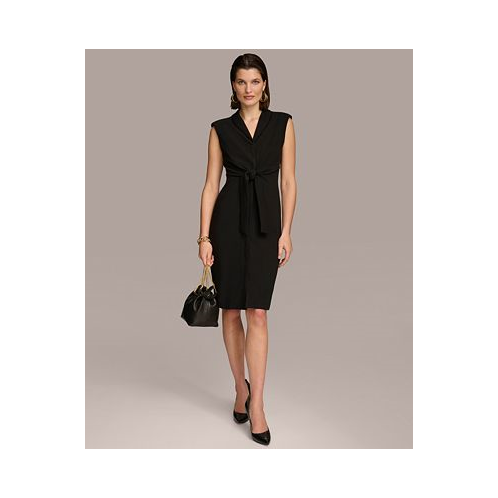 Donna Karan Womens Tie-Front Sleeveless Blazer Dress