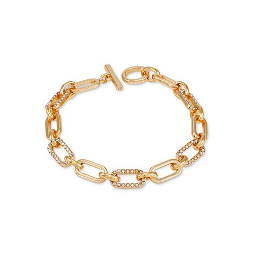 GUESS Gold-Tone Crystal Link Toggle Bracelet