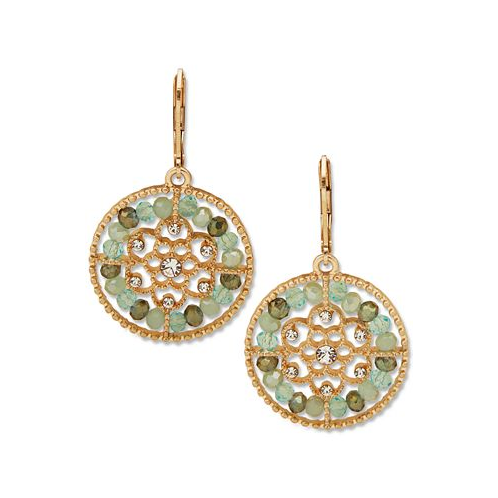 Lonna & lilly Gold-Tone Pave & Bead Flower Round Drop Earrings