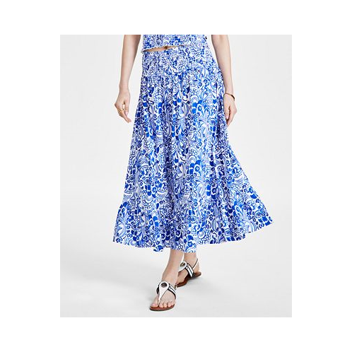 Tommy Hilfiger Womens Fountain Floral-Print Maxi Skirt