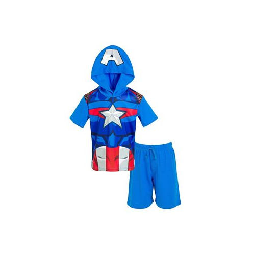 Marvel Boys Avengers Captain America Athletic T-Shirt and Mesh Shorts Outfit Set