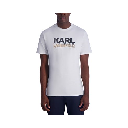 KARL LAGERFELD PARIS Mens Drip Logo Graphic T-Shirt