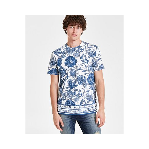 GUESS Mens Tropical Floral Graphic T-Shirt