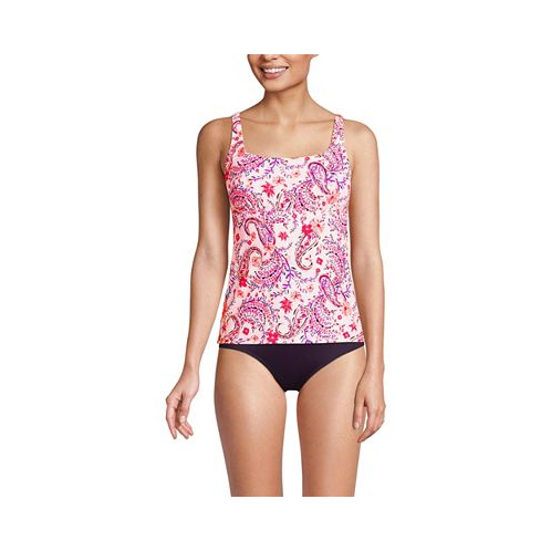 Lands End Womens Mastectomy Chlorine Resistant Square Neck Tankini Swimsuit Top Adjustable Straps