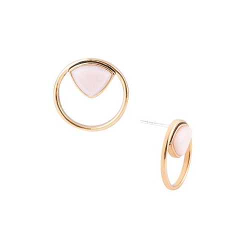 Barse Circle Genuine Pink Opal Triangle Stud Earrings