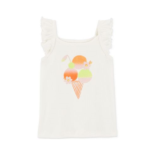 Carters Toddler Girls Ice Cream Graphic Cotton Flutter-Sleeve Tank Top