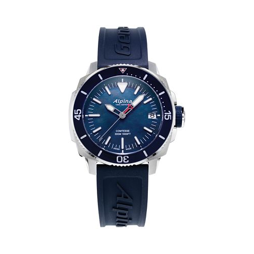 Alpina Womens Swiss Seastrong Diver Comtesse Blue Rubber Strap Watch 34mm