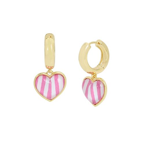 Betsey Johnson Pink Heart Charm Huggie Earrings