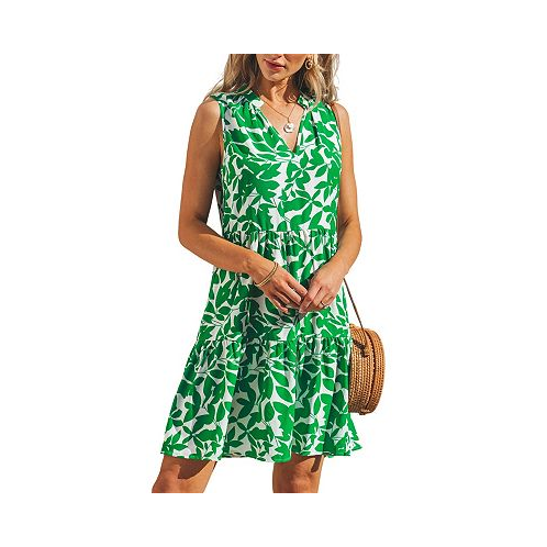 CUPSHE Womens Bright Tropics Sleeveless A-Shape Mini Beach Dress