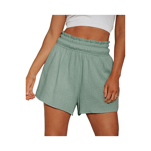 CUPSHE Womens Smocked Paperbag Waist Shorts