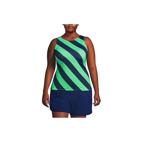 Lands End Plus Size Chlorine Resistant High Neck UPF 50 Modest Tankini Swimsuit Top