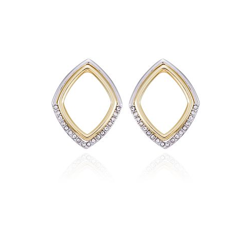 Vince Camuto Two-Tone Glass Stone Diamond Shaped Hoop Earrings