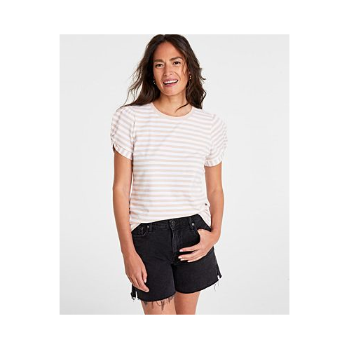 On 34th Womens Knot-Detail Puff-Sleeve Top