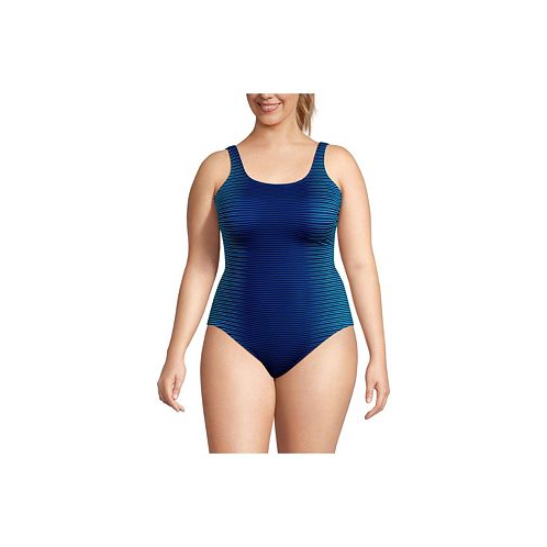 Lands End Plus Size Chlorine Resistant High Leg Soft Cup Tugless Sporty One Piece Swimsuit