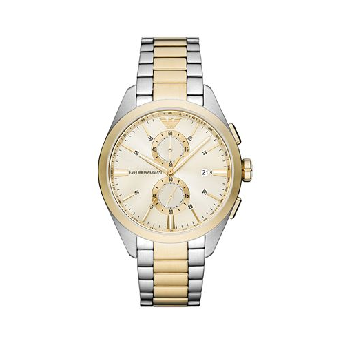 Emporio Armani Mens Chronograph Two-Tone Stainless Steel Bracelet Watch 43mm
