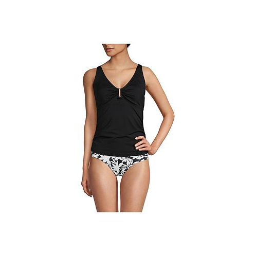 Lands End Womens Chlorine Resistant Shirred V-neck Tankini Swimsuit Top
