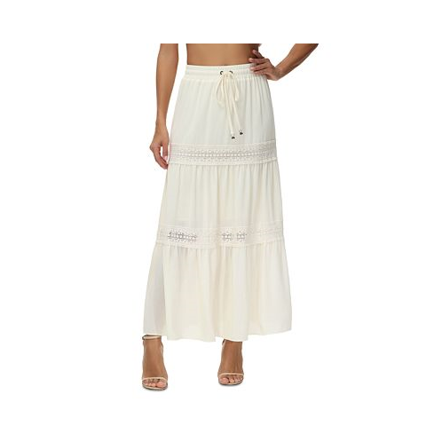 Frye Womens Jules Cotton Lace-Trim Tiered Maxi Skirt