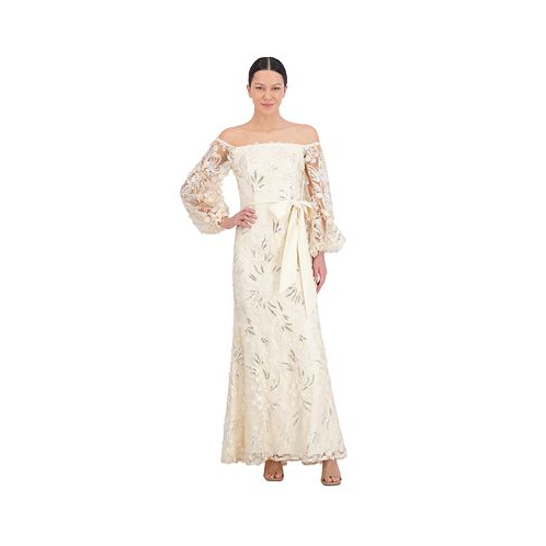 Eliza J Womens Sequin Embroidered Balloon-Sleeve Gown