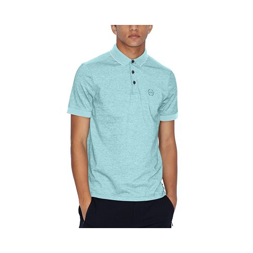 A|X Armani Exchange Mens Slim Fit Two-Tone Short-Sleeve Logo Polo Shirt