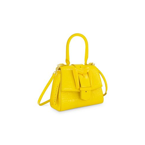 Mac Duggal Crocodile Leather Buckle Detail Mini Handbag