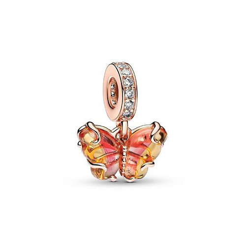 Pandora Rose 14K Gold-Plated Pink Yellow Murano Glass Butterfly Dangle Charm
