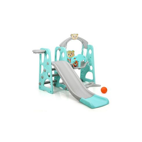 Slickblue 3 in 1 Toddler Climber and Swing Set Slide Playset-Green
