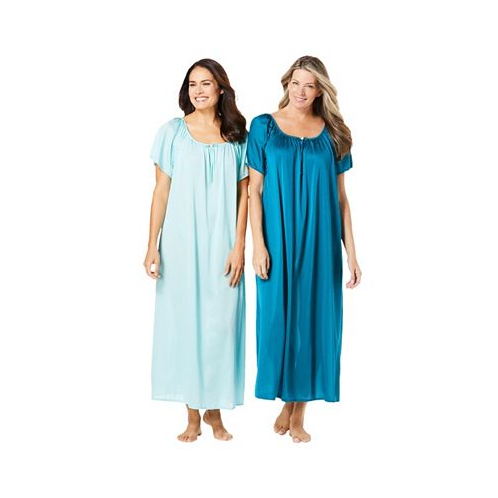 Only Necessities Plus Size 2-Pack Long Silky Gown