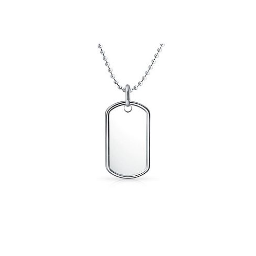 Bling Jewelry Traditional Mens Medium Army Military Dog Tag Pendant Necklace For Men s .925 Sterling Silver Long Bead Ball Chain 20 Inch