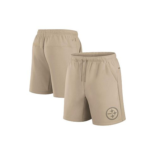 Fanatics Signature Mens and Womens Khaki Pittsburgh Steelers Elements Super Soft Fleece Shorts