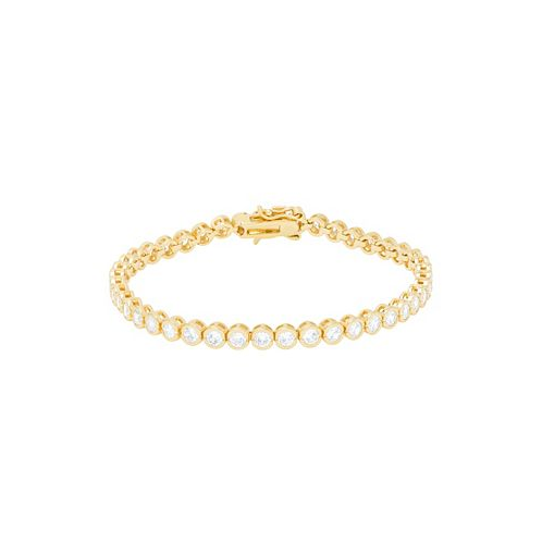 Macys 14K Gold Plated Cubic Zirconia Bezel Bracelet