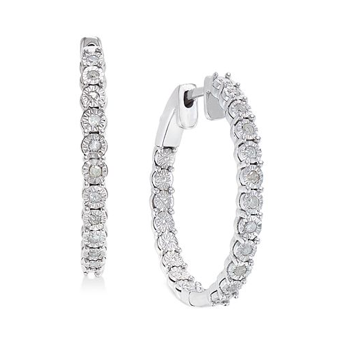 Macys Diamond Hoop Earrings (1/4 ct. t.w.) in Sterling Silver
