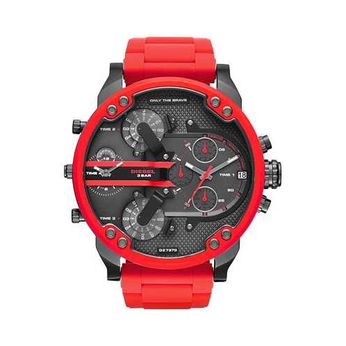 Diesel Mens Chronograph Mr. Daddy 2.0 Red Silicone Strap Watch 55x66mm DZ7370