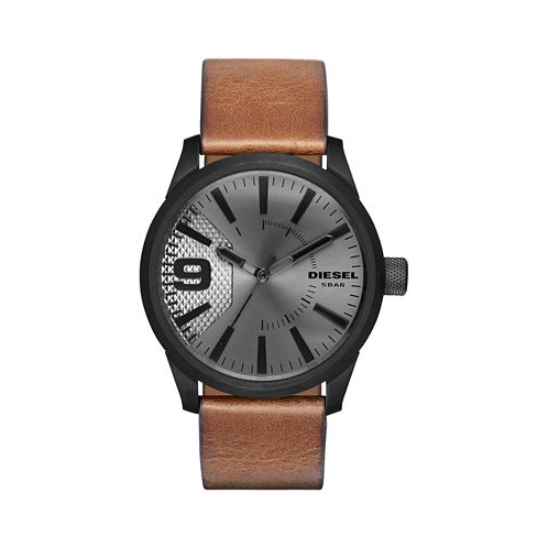 Diesel Mens Rasp Light Brown Leather Strap Watch 46x53mm DZ1764