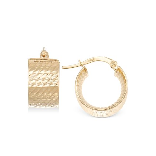 Italian Gold Textured Chunky Hoop Earrings in 14k Gold