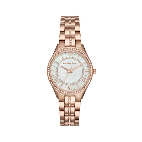 Michael Kors Womens Lauryn Rose Gold-Tone Stainless Steel Bracelet Watch 33mm