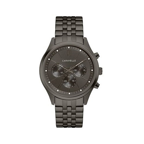 Caravelle Mens Chronograph Gunmetal Stainless Steel Bracelet Watch 41mm