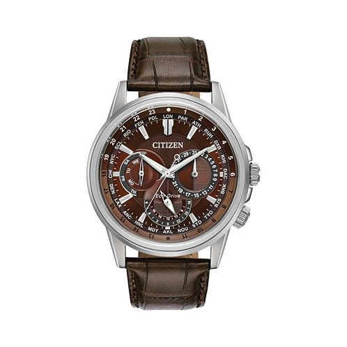 Citizen Eco-Drive Mens Calendrier Brown Leather Strap Watch 44mm