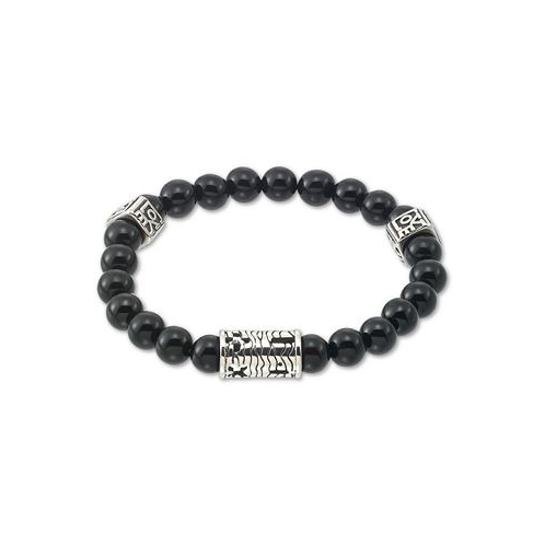 LEGACY for MEN by Simone I. Smith Onyx (8mm) Stretch Bracelet in Stainless Steel