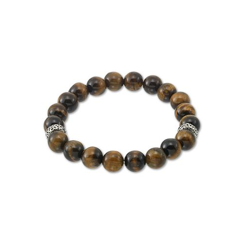 LEGACY for MEN by Simone I. Smith Tigers Eye (10mm) Stretch Bracelet in Stainless Steel